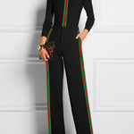 Long Sleeves Skinny Contrast Color Striped Casual Pants Bottoms Pants Trousers