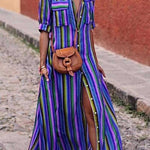 BOHEMIAN MULTICOLOR STRIPED DRESS