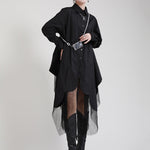 Urban Loose Split-Joint Lapel Long Sleeves Midi Dress