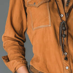 Vintage Caramel Soft Cotton Utility Pocket Shirt