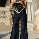 Flared High Waisted Split-Joint Jean Pants Bottoms