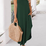 Off-Shoulder Casual Comfort Halter Neck Long Pocket Dress