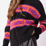 Halloween Letter Pumpkin Round Neck Sweater