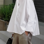 Long Sleeves Loose Solid Color Lapel Collar Blouses&Shirts Tops