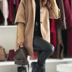 Solid Color Loose Pocket Hooded Long Sleeve Jacket
