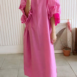 Causal Plus Size Pleated Raglan Sleeve V-Neck Midi Dress