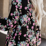 Casual Flowers Leopard Lace Up Turn-back Collar Outerwear