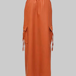 Column Pockets Solid Color Skirts Bottoms