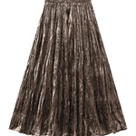 High-waisted A-line versatile mid-length slimming pleated skirt