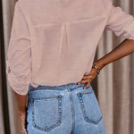 Casual Long Sleeves Loose Buttoned Solid Color Lapel Collar Blouses&Shirts Tops