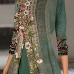 Long Sleeves Loose Flower Print Split-Side Round-Neck T-Shirt Tops&Pants Two Pieces Set