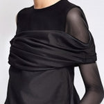 False Two Long Sleeves See-Through Solid Color Round-Neck T-Shirts Tops