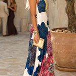 Halter Neck Sleeveless Floral Print Maxi Dress