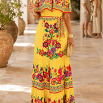 Margovil Off Shoulder Floral Print Ruffle Swing Maxi Dress
