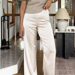 Margovil High Rise Straight Leg Satin Pants