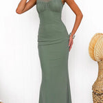 Chicest Open Back Sleeveless Mesh Bodycon Maxi Dress