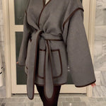 Margovil Open Front Pocketed Splice Coat with Belt