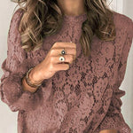 Margovil Bell Sleeves Lace Pullover Tops
