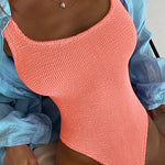 Margovil Low Back High Cut Crinkle One Piece Swimsuit
