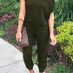 Margovil Short Sleeves Elastic Waist Joggers Jumpsuit