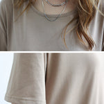 Simple Loose Short Sleeves Solid Color Round-Neck Maxi Dresses