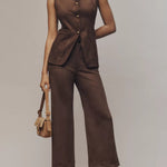 The Colette Crop Suede High-Rise Wide-Leg Pants by Maeve