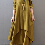 Loose linen dress with long sleeves