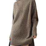 Loose Long Sleeves Contrast Color Half Turtleneck Sweater Dresses