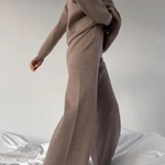 Knitted Solid Color Loose Casual Suit