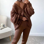 Fashion Solid Color V-neck Knit Set