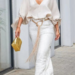 Joyful Bond Crochet Lace Mid Rise Pocketed Wide-leg Pants
