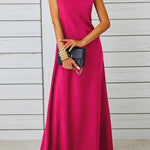 A-Line Loose Solid Color Round-Neck Maxi Dresses