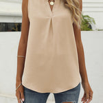 Solid color chiffon shirt loose V-neck pullover sleeveless top vest