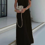 Modern and Sophisticated Linen Blend Draped Braids Cover Up Maxi Dress