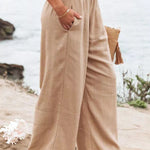 Fresh Air Linen Blend Pocketed Smocked Pants