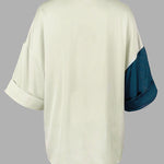 Long Sleeves Loose Color-Block Contrast Color Drawstring Elasticity V-Neck Blouses&Shirts Tops