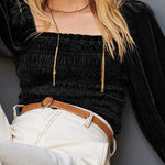 Plain Ruffle Sleeve Buttoned Plus Size Boho Top
