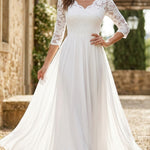 A-Line High Waisted Pleated See-Through Solid Color Split-Joint V-Neck Maxi Dresses
