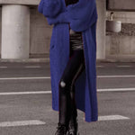 Lantern sleeve loose long knit cardigan
