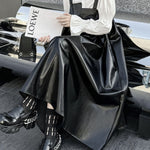 A-Line Loose Asymmetric Pleated Solid Color Split-Joint Square-Neck Midi Dresses Slip Dress