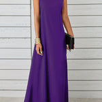 A-Line Loose Solid Color Round-Neck Maxi Dresses