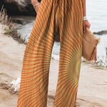 Celestial Sun Art Printed Women's Cotton And Linen Casual Pants
