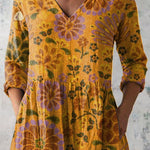 Summer Toucan And Floral Pattern Printed Women's Casual Linen V-Neck Shirt