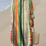 Modern Geometric Strip Art Printed Women's Dress