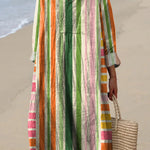 Modern Geometric Strip Art Printed Women's Dress