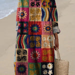 Tropical Summer Check Pattern Printed Women's Dress