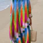 Ombre Geometric Pattern Printed Women's Dress