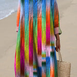 Ombre Geometric Pattern Printed Women's Dress