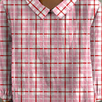 Lovely Plaid Pattern Printed Women's Casual Cotton And Linen 3/4 Sleeve Shirt