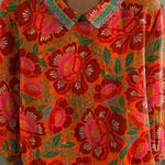 Ethnic Style Summer Floral Pattern Printed Women's Casual Cotton And Linen 3/4 Sleeve Shirt